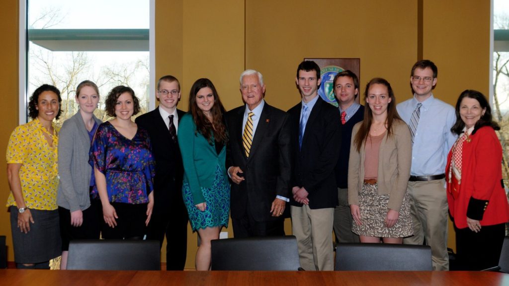 Ernest F. Hollings with 2011 and 2012 Scholarship Recipients