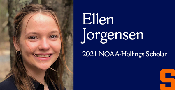 smiling woman in profile next to the text "Ellen Jorgensen 2021 NOAA-Hollings Scholar