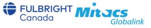 dark blue text with "fulbright canada" and light blue text that reads "mitacs globalink"