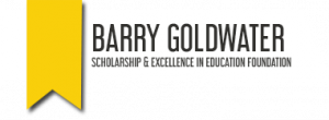 Yellow bookmark over an oblong, rectangle white background with Black text to the right that reads "Barry Goldwater Scholarship and Excellence in Education Foundation"