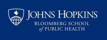 Blue rectangle with the text "John Hopkins Bloomberg School of Public Health" written in white
